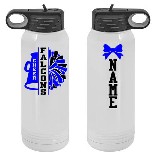 YMS Cheer 30oz Stainless Steal White Water Bottle Thumbnail